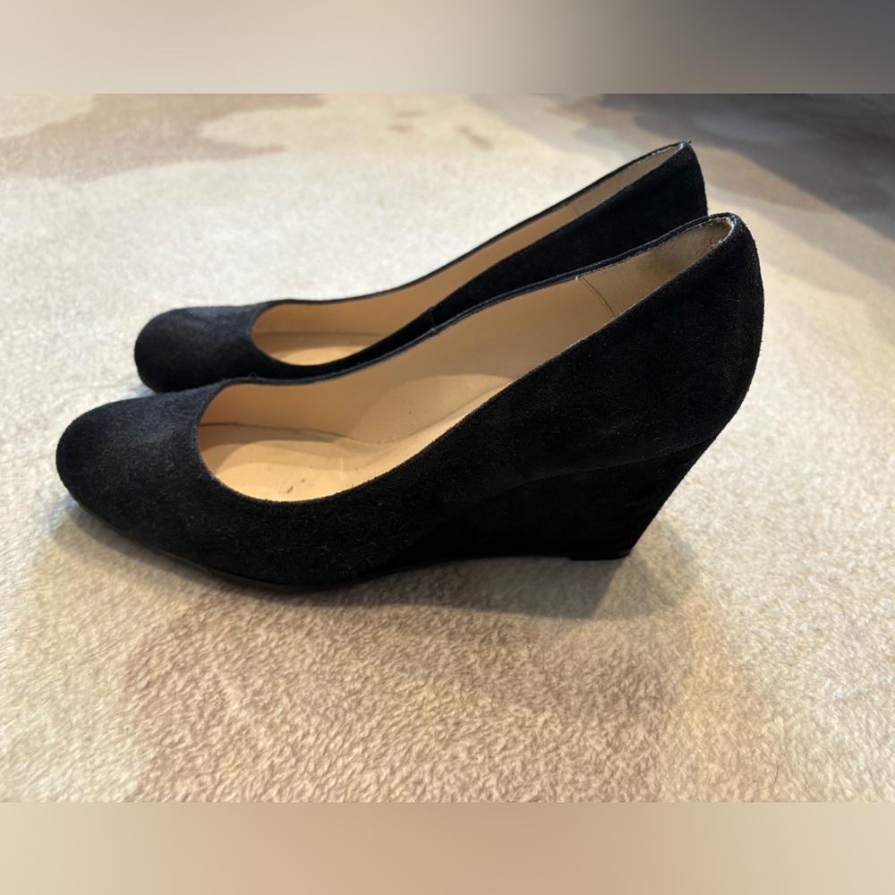 LK Bennett London Bayleen Black Suede Wedge Heels 39